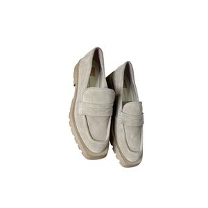 Dolce Vita Elias lug Suede Platform Loafers Beige Chunky  Women's Size 8.5‎